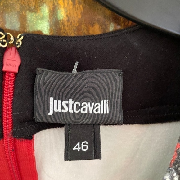 $395 Just Cavalli Women's Red Short Sleeve Berry Sheath Dress Size IT 46/US 10 - Picture 9 of 10